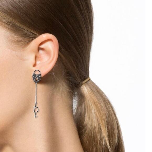 Christian Dior Lock & Key Silver Earrings with box - Picture 3 of 11